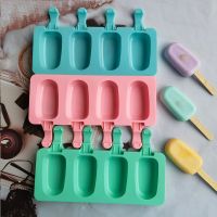 4 Cells Oval Silica Gel Mold Silicone Ice Cream Mold Popsicle Mould DIY  Ice Pop popsicle manufacturer ice tray Cake Baking Tool Ice Maker Ice Cream M