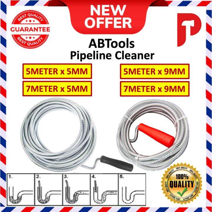 Steel Coiled Drain Sink Cleaner Spring Wire Pipeline Unblocker Plunger Pipe Waste Rod (5mm/9MM