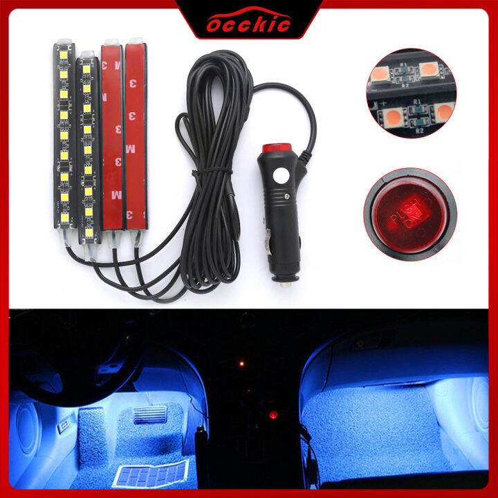 occkic 4pcs/set 9 LED Neon Interior Light LED Atmosphere Lights Car
