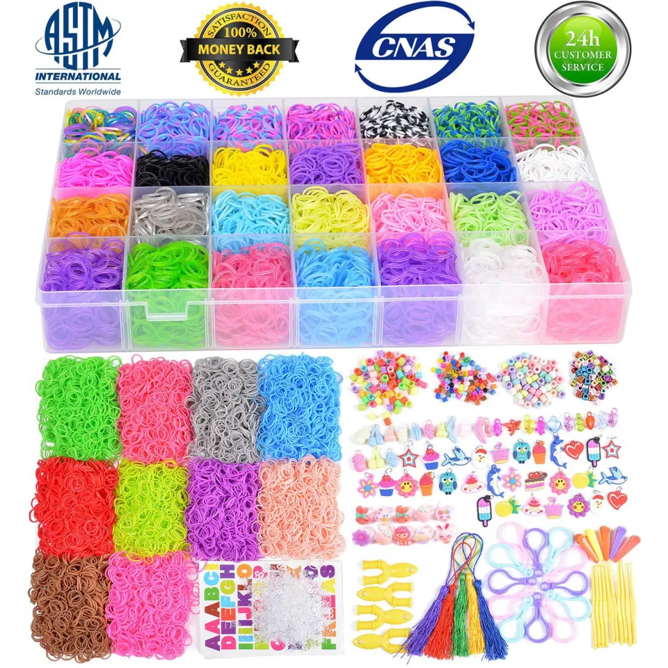 12000+ Colorful Elastic Loom Rainbow Premium Rubber Bands Set for