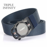 TRIPLE INFINITY ใหม่เข็มขัดไนลอนโลหะหัวเข็มขัดอัตโนมัติปรับเข็มขัดผู้ชายทหารยุทธวิธีเข็มขัดที่มีคุณภาพสูงทนต่อการสึกหรอ