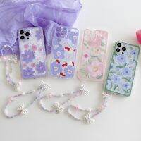 【Small M trend phone case】เคสโทรศัพท์ซิลิโคนนิ่มเชือกสร้อยไข่มุกดอกไม้สำหรับ OPPO A15 A16 A35 A52 A72 A92 A53 A32 A12 A5 A8 A9ที่ครอบสายคล้อง2020 A31