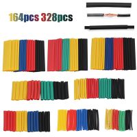 164pcs 328pcs Multi-size Heat Shrink Tube Kit Shrinking Assorted Polyolefin Insulation Sleeving Heat Shrink Tubing Wire Cable Electrical Circuitry Par