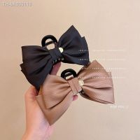 ﹍ Early autumn new French retro bow clip back of the head half-tie hairpin temperament satin grab clip hair accessories