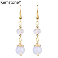 Kemstone 925ตะขอเงินอาเกตสีขาวหญิงวินเทจวางต่างหูห้อยของขวัญเครื่องประดับสำหรับผู้หญิง