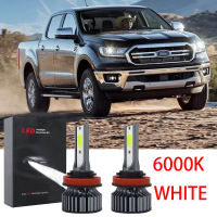 สำหรับ Ford Ranger 2019 (ไฟหน้า)-หลอดไฟคู่ไฟหน้า LED ส่องสว่าง6000K ไฟต่ำสีขาว