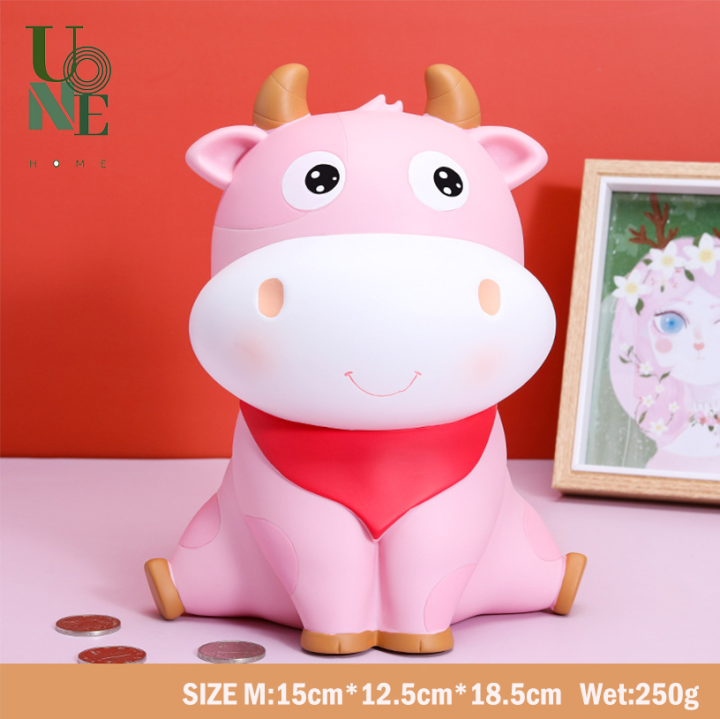 uonehome-พร้อมส่ง-h123-กระปุกออมสินน้องวัวโนมิน่ารัก-แบบเปิดได้-วัสดุไวนิล-ของขวัญวันเกิด-ของขวัญ-ของแต่งบ้านแบบน่ารัก