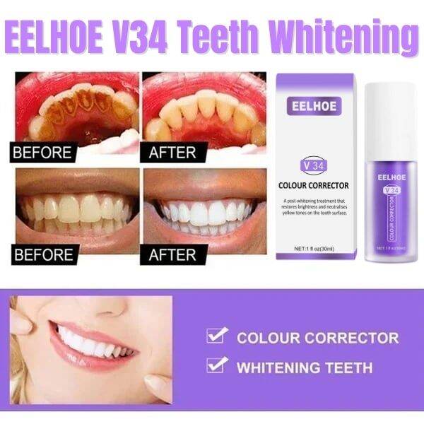 EELHOE V34 Teeth Whitening color corrector stain removal foam
