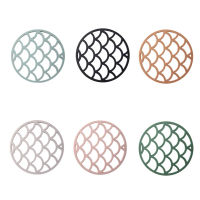 Round Dining Table Mat Drink Coasters Hollowing Out Design Kitchen Insulation Hot Pad Silicone Placemat,6 Pcs