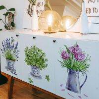 3pcs Watercolor Flower pots Wall Sticker For Kitchen Room Decor Salon Furniture Decoration Sticker for Living Room Home Decor Wall Stickers  Decals