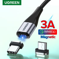 UGREEN สายชาร์จ USB Type C Micro USB Phone Cable Magnet Charger Micro USB For Xiaomi 3A Mobile Phone Wire Cord-asdewrwerds