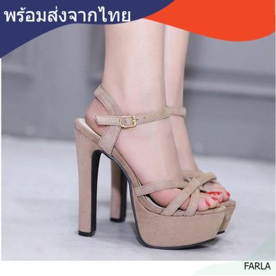 FARLA พร้อมส่งจากไทย รูปถ่ายสินค้าจริงงานสวยตรงปก รองเท้าส้นสูง5.5นิ้ว เสริมหน้า 1.5 นิ้ว แบบรัดข้อ ส้นแท่งHigh Heel, Stiletto