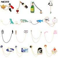 【CW】 Cartoon Chain Pendant Detachable Enamel Brooch Whale Wine Alloy Pins Jewelry