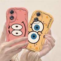 เคส Hp Oppo A78 A58 4G A17 A16 A17k A57 A54s A5s A12 A9 A3S A54 A1K การ์ตูน Spongebob เคสครอบโทรศัพท์ A77s ขอบคลื่น A7 3D น่ารัก5F TPU ICasing