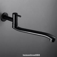 G1/2 Home Wall Mounted Leakproof Stainless Steel Balcony Black Kitchen Faucet