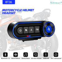 Aitemay หูฟังไร้สายหมวกกันน็อคใหม่ Moto หูฟังบลูทูธแฮนด์ฟรีพร้อมวิทยุ Fm กันน้ำลดเสียงรบกวน