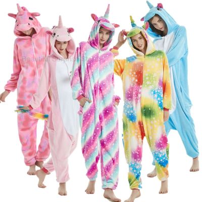Kigurumis Onesie Anime Unicorn Jumpsuit Pajama Pink Blue Animal Outfit Women Men Party Suit Winter Children Overall