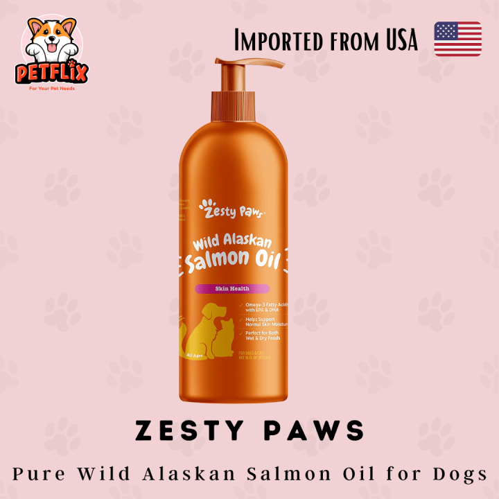 Zesty Paws Pure Wild Alaskan Salmon Oil for Dogs & Cats Supports
