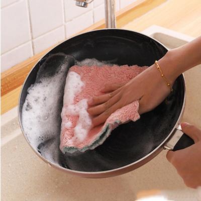 【cw】Microfiber kitchen towel absorbent dish cloth non-stick oil wash kitchen rag household tableware cleaning wipe tool ！