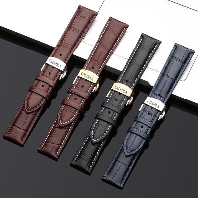 ❀❀ Carole watch strap CALUOLA adapts to the chain genuine leather men and women straight mouth butterfly double snap button