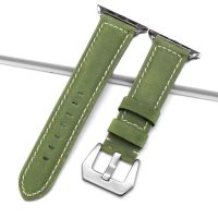 ❡□ Handmade 9 Color Watch Accessories Vintage Genuine Crazy Horse Leather Apple 40mm 44mm Watchband Watch Strap Watch Band