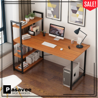 Pasavee Shop✨ OFFICE COMPUTER DESK โต๊ะทำงาน โต๊ะคอม โต๊ะคอมพิวเตอร์ โต๊ะวางโน๊ตบุ๊ค โต๊ะออฟฟิศ ชั้นวางหนังสือ ชั้นวางของ  โต๊ะติดชั้นวาง