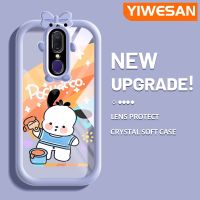 YIWESAN เคสสำหรับ F11 OPPO A9X A9 2019เคสลายการ์ตูนน่ารัก Pochacco เคสรูปโบว์เล็กๆน้อยๆมอนสเตอร์เคสนิ่มทนต่อการขีดข่วนเคสโทรศัพท์โปร่งใสฝาครอบป้องกันเลนส์กล้องถ่ายรูปซิลิกาเจล TPU