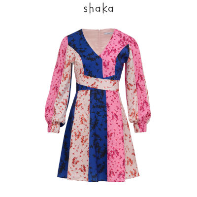 SS22 Ixora Color-Block Dress เดรสสั้นคอวีหน้า DS-S220510
