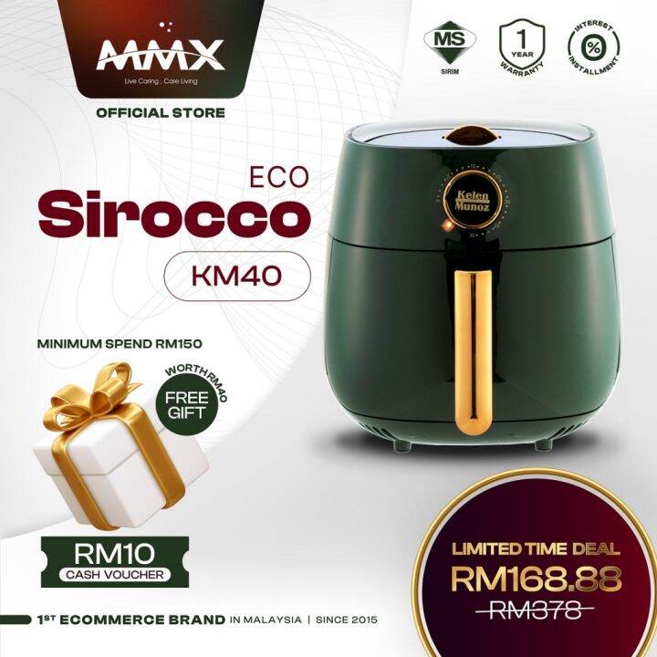 MMX Kelen Munoz Sirocco Eco NonStick Air Fryer Green/Red (5L) KM40