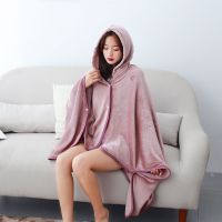 【Ready】? Autumn air-conditioning blanket flannel blanket lazy student nap blanket can wear multifunctional sofa blanket