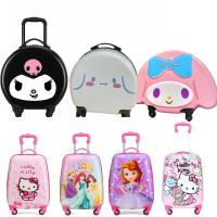 New 18 Inches Luggage Cute Cartoon Kuromi Mymelody Cinnamorol Kittycat Kids Luggage Child Trolley Case Gift