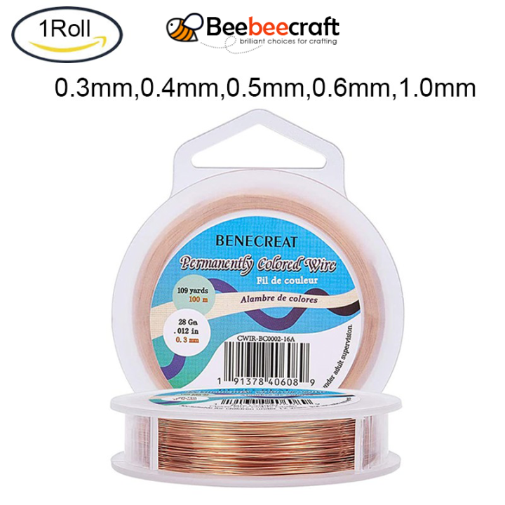 Beebeecraft 1 Roll 03mm04mm05mm06mm1mm Bare Copper Wire Solid Copper Wire For Jewelry 7087