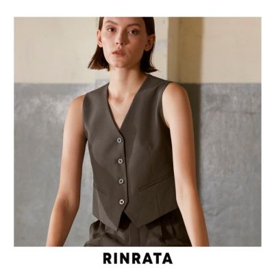 RINRATA - Hailey Waistcoat เสื้อกั๊ก แขนกุด คอวี กระดุมหน้า สีน้ำตาล อมเทา เสื้อใส่เที่ยว เสื้อทำงาน ชุดไปเที่ยว ชุดไปปาร์ตี้ ชุดทำงาน
