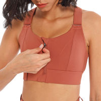 High Impact Adjustable Sports Bra Women Front Zipper Fitness Crop Top Gym Workout Shockproof Brassiere Yoga Vest Plus Size 5XL