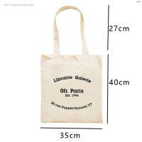 New 1 Pc Women Canvas Shoulder Bag Paris Letters Print Shopping Bag Eco Cotton Linen