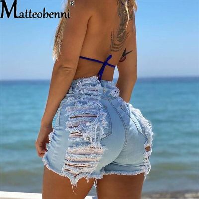 Sexy High Waist Women Short Jeans Summer Fashion Ripped Tassel Denim Shorts New Casual Push Up Vintage Denim Shorts Streetwear