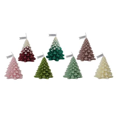 【CW】3D Christmas Tree Shape Candle Relaxing Scented Statue Candle Fragrance Candle Home Bedroom Decor Wedding Photo Props Gift 1 Pc