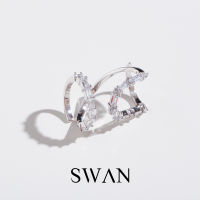 SWAN - Baguette Curve Nail แหวนประดับเล็บเงินแท้ ปรับไซส์เองได้ ฝังเพชรคิวบิกเซอร์โคเนีย cubic zirconia