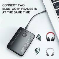 2 In 1 Bluetooth 5.0เครื่องส่งสัญญาณเต้ารับอะแดปเตอร์เชื่อมต่อชุดหูฟังบลูทูธสองชุดเสียงสเตอริโอ3.5มม. AUX T19