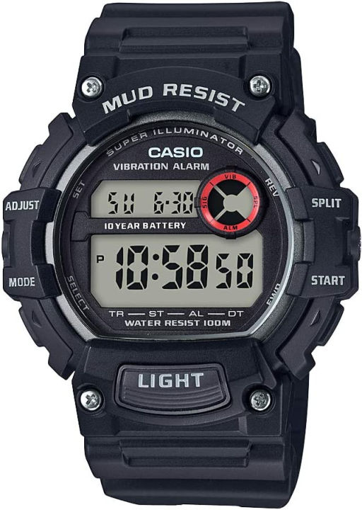‎Casio Casio Mud Resistant Stainless Steel Quartz Watch with Resin Strap, Black, 27.6 (Model: TRT-110H-1AVCF)