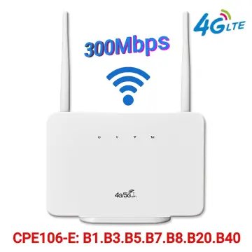 4G LTE CPE Router Modem 300Mbps 4G Router Wireless Modem External Antenna  with Sim Card Slot US Plug for Home Travel Work