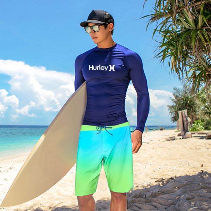 Men Long Sleeve Swimwear Shirts Sun Protective Surf Wetsuit Tops Snorkel Swimming Windsurfing
