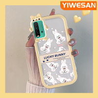 YIWESAN เคสสำหรับ Xiaomi Redmi 9T Redmi 9 Power เคสลายการ์ตูนกระต่ายนำโชคสีสันสดใสเลนส์กล้องถ่ายรูปแบบนิ่มสัตว์ประหลาดน้อยซิลิโคนเคสโปร่งใสกันกระแทกแบบใสเรียบง่ายเคสป้องกัน