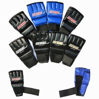 2023▥❈✾ Half Finger Boxing Gloves PU Leather Fighting Kick Boxing Gloves Karate Muay Thai Sanda Training Workout Gloves For Kids Men