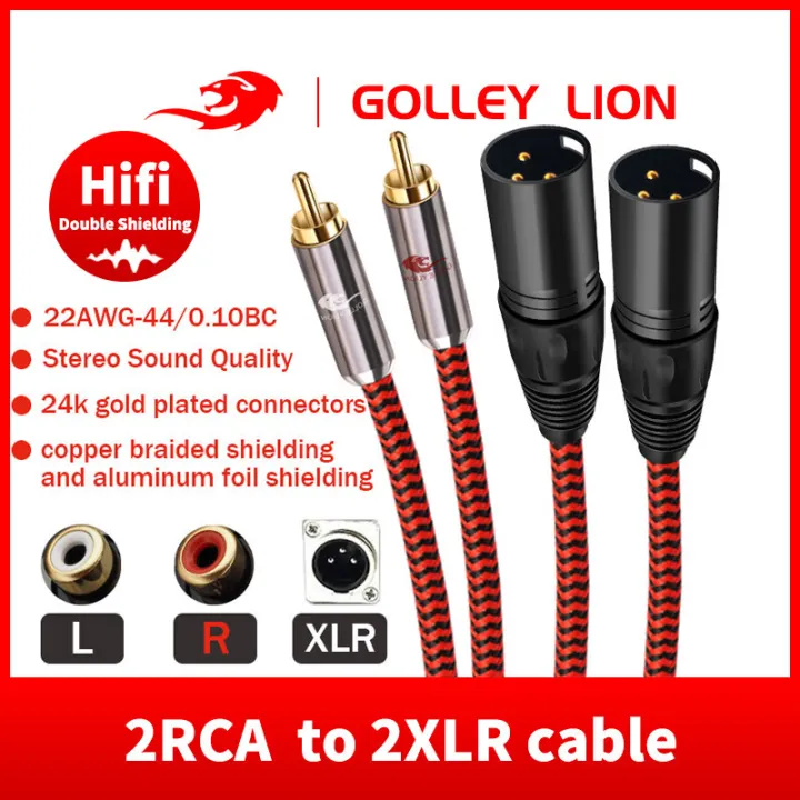 Golley Lion Dual Rca To Dual Xlr Male Cable Hifi Audio Cable For