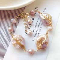 SL082036B Baroque French Vintage 14k Gold-plated Freshwater Pearl Winding celet Female Japanese Handmade Winding celet