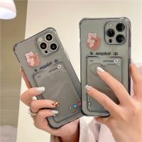 เคสซิลิโคนใส ทรงสี่เหลี่ยม กันกระแทก พร้อมช่องใส่บัตร สําหรับ IPhone 7 8 6 Plus 12 12pro 11 13 13promax Xr X Xs Max