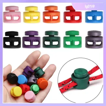 20pcs 4mm Multi-colors Hole Plastic Stopper Cord Lock Bean Toggle Clip  Apparel Shoelace Sportswear Accessories
