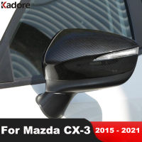 For Mazda CX-3 CX3  2020 2015 2016 2017 2018 2019 Chromed Carbon Fiber Side Door Rearview Mirror Cover Trims Car Accessories