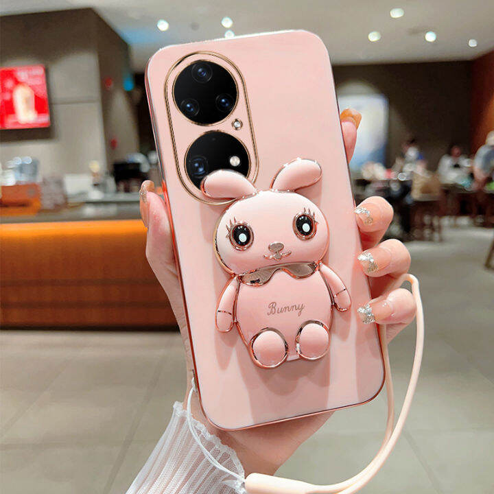 ybd-เคสกระต่ายน่ารักสำหรับ-huawei-p20-p30-p40-p50-pro-เคสโทรศัพท์โปรการ์ตูนฟรีสายคล้องเคสซิลิโคนแบบนิ่มแบบสามมิติ